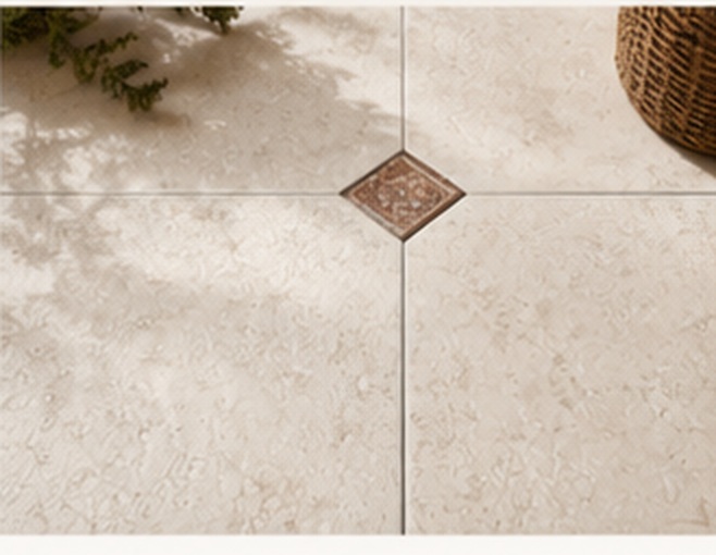 Kioto Beige RMB 45x45 + Taco Marfil 8x8 — despiece cerámico en rombo