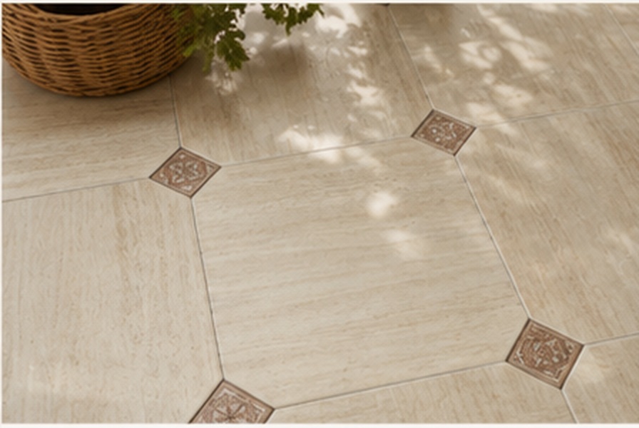 Fuji Beige RMB 45x45 + Taco Marfil 8x8 — despiece cerámico en rombo