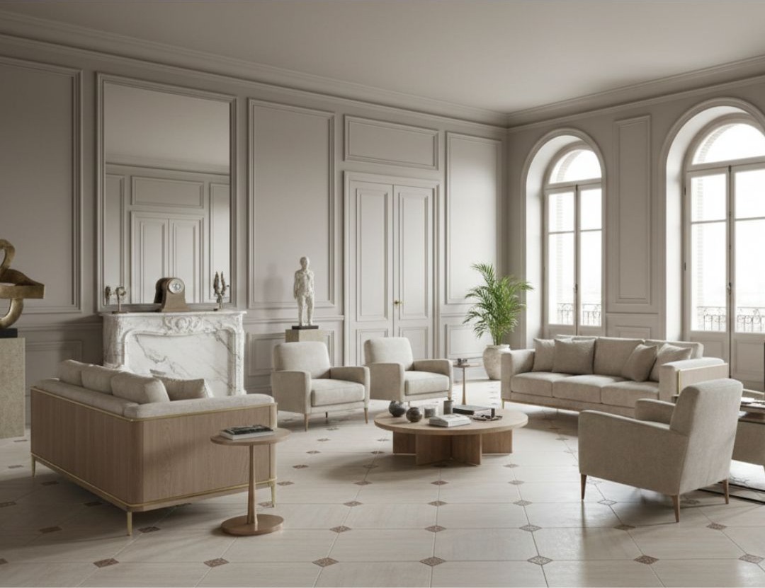 Salón contemporáneo español abierto a la luz mediterránea