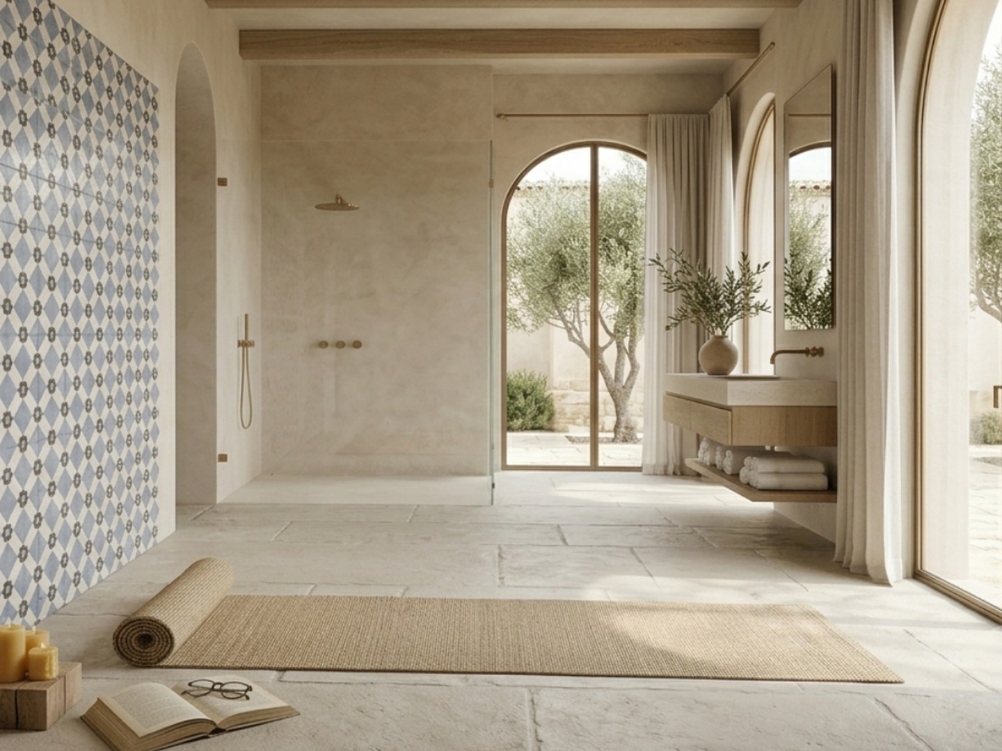 Clearwater 20×20 · Baño — interior español con cerámica de 20×20