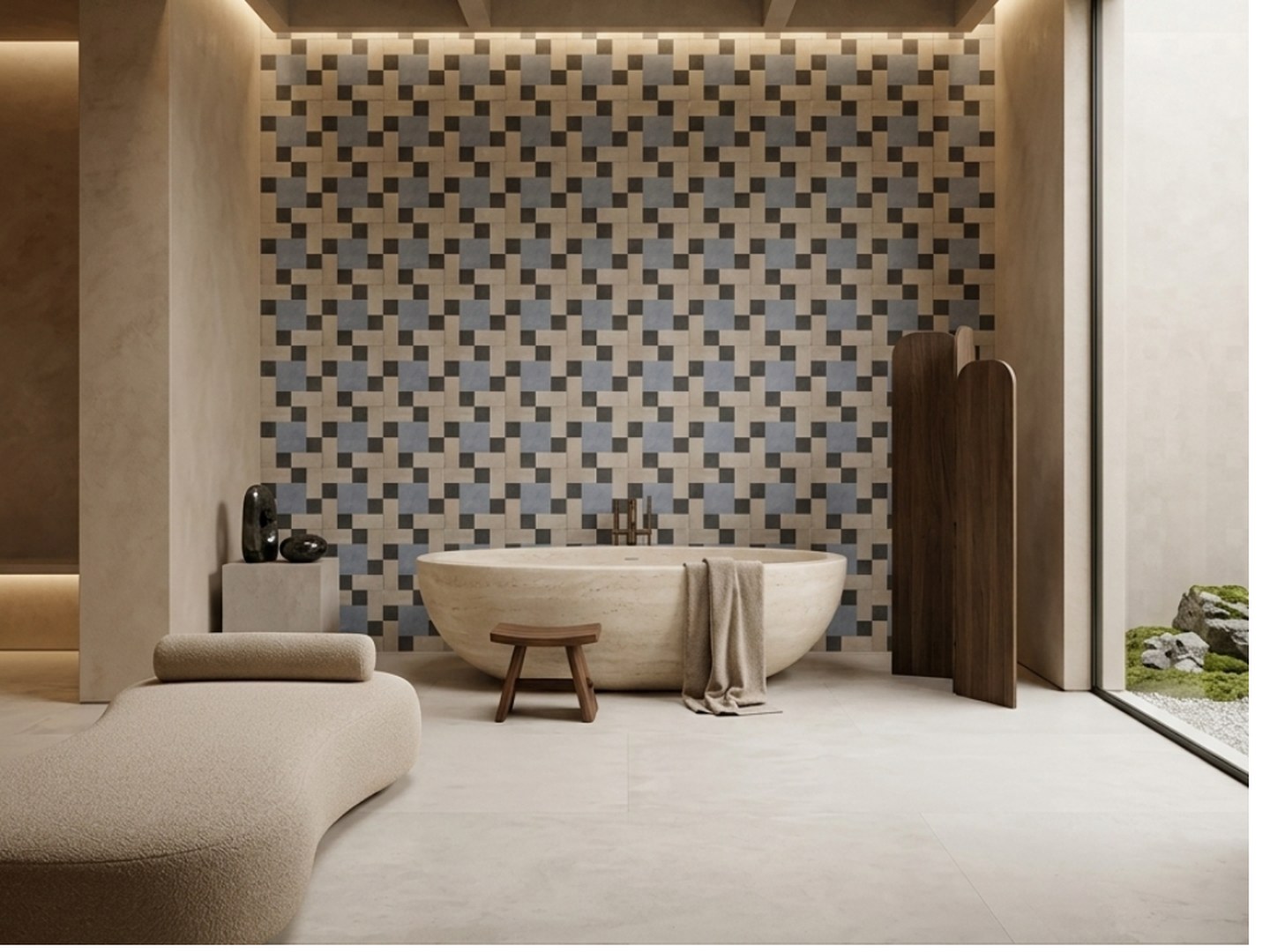 Doral 20×20 · Baño — interior español con cerámica de 20×20